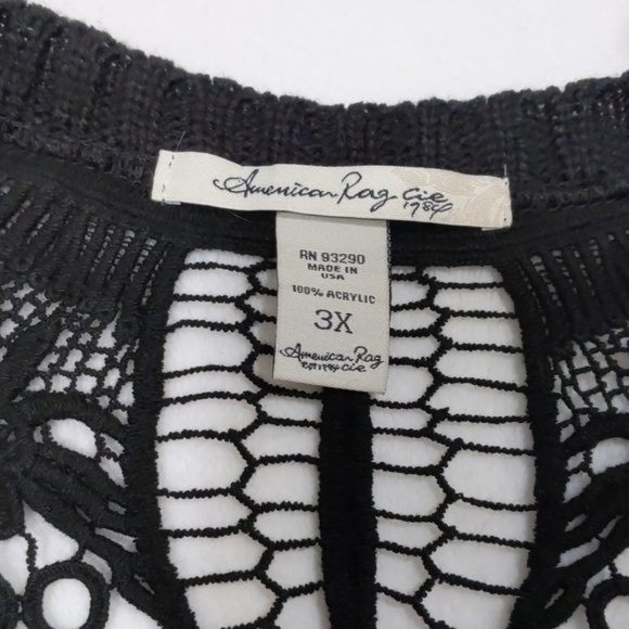 American Rag Cie Black Lace Open Cardigan Size  3X - Picture 6 of 8